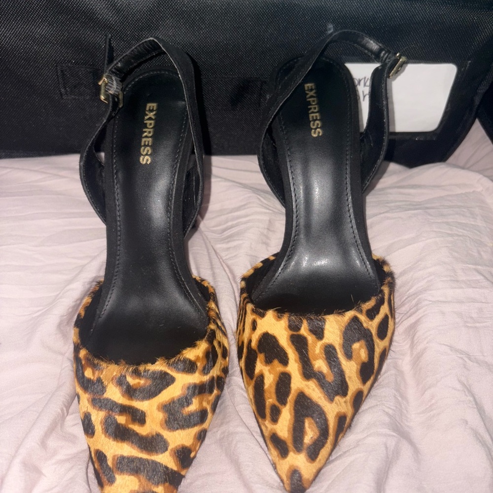 Express Brown and Black Heels with Sleek Design